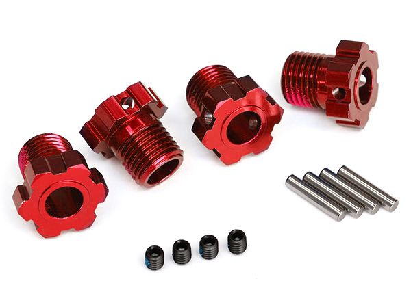 Traxxas Wheel Hubs, Splined, 17mm (red-anodized) (4)/ 4x5 GS (4) - Click Image to Close