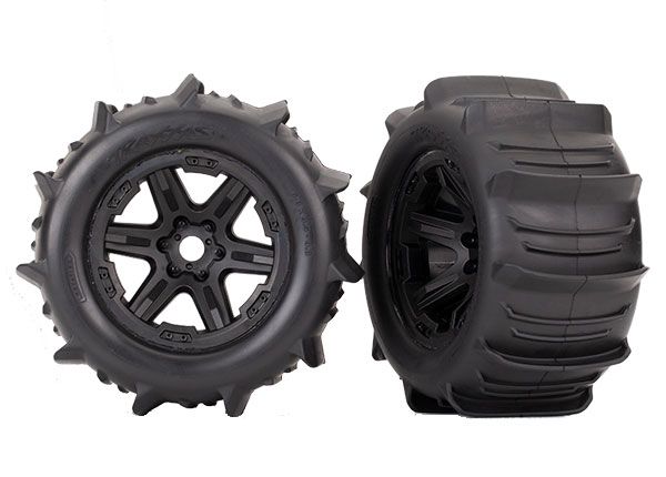 Traxxas (black Carbide 3.8\"\" wheels, paddle tires)