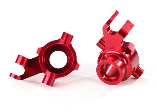 Traxxas Steering Blocks, 6061-T6 Aluminum (red-anodized), - Click Image to Close