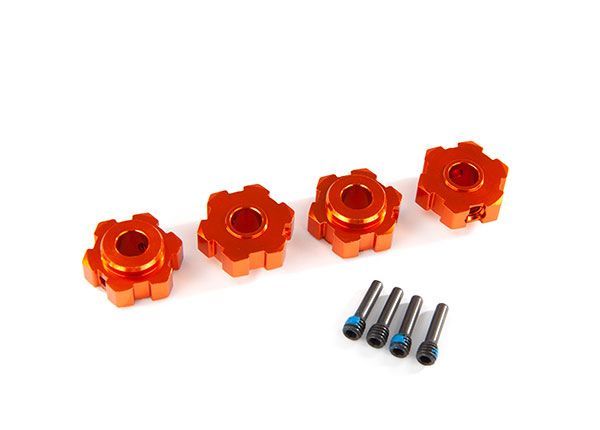 Traxxas Wheel Hubs, Hex, Aluminum (orange-anodized) (4)/ - Click Image to Close