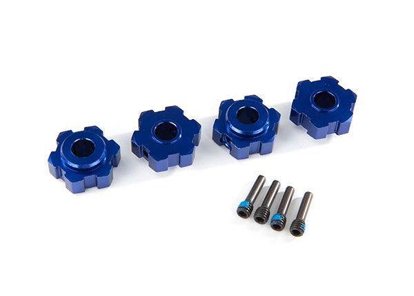 Traxxas Wheel Hubs, Hex, Aluminum (blue-anodized) (4)/ 4x13mm - Click Image to Close