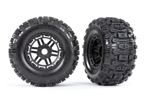 Traxxas Sledgehammer Tires on Black Dual Profile Wheels
