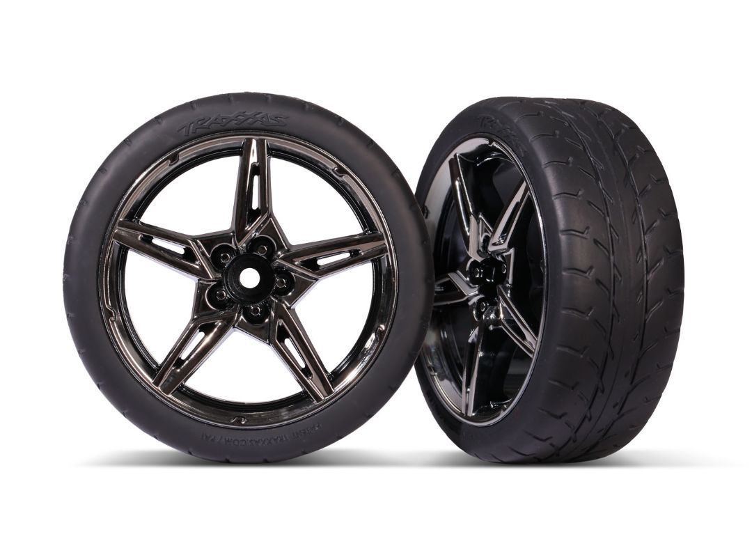 Traxxas Assembled 2.1 Response Tires / Black Chrome Wheels (F)