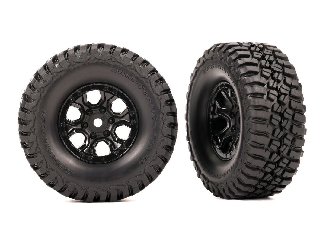 Traxxas Tires & Wheels, Assembled (Black 1.0\"\" Wheels