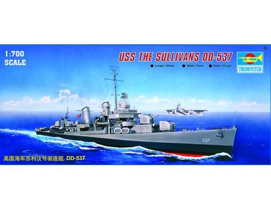 Trumpeter 1/700 Scale USS The Sullivans DD-537 Model Kit - Click Image to Close