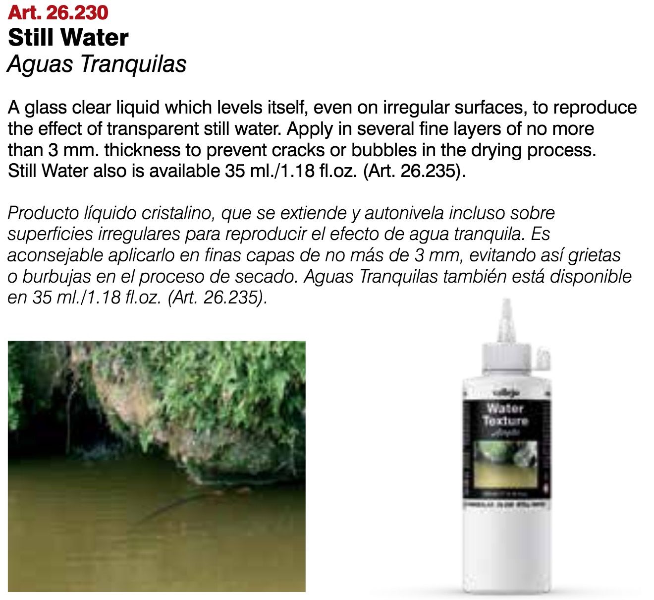 Vallejo Acrylic Water Texture - Still Water - 200ml