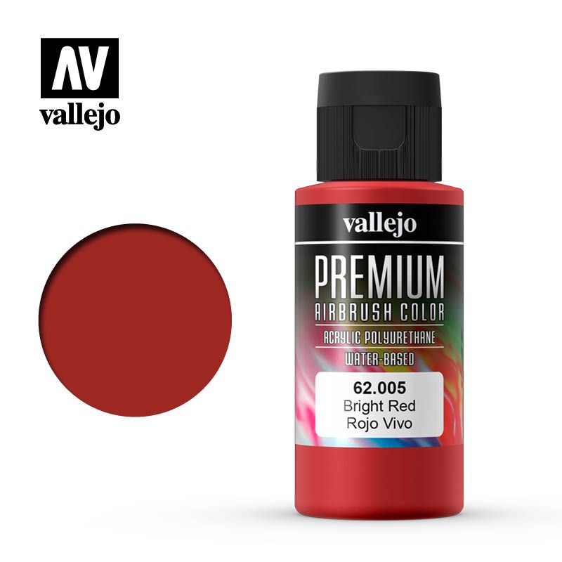 Vallejo Premium Airbrush Colour - Bright Red - 60ml