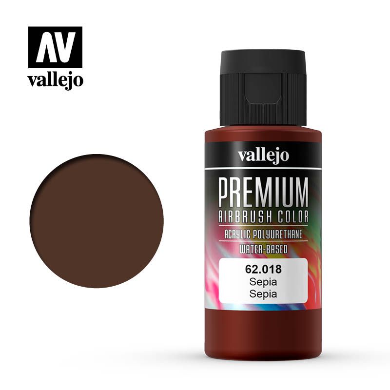 Vallejo Premium Airbrush Colour - Sepia - 60ml - Click Image to Close