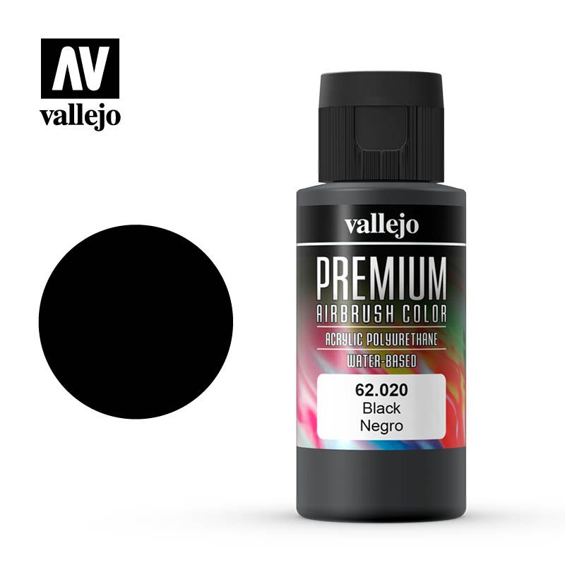 Vallejo Premium Airbrush Colour - Black - 60ml