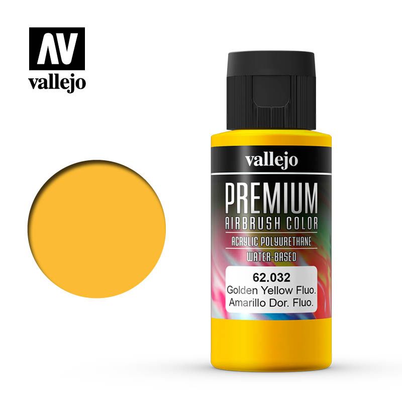 Vallejo Premium Airbrush Colour - Golden Yellow Fluorescent 60ml