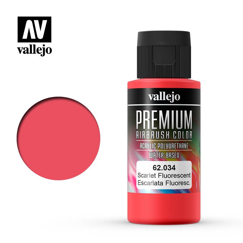 Vallejo Premium Airbrush Colour - Scarlet Fluorescent - 60ml