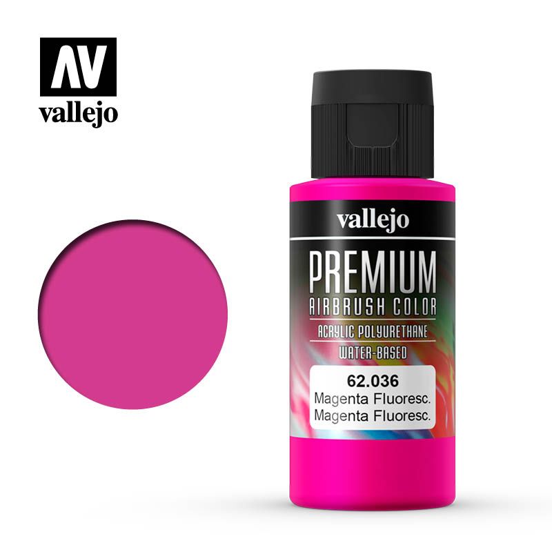 Vallejo Premium Airbrush Colour - Magenta Fluorescent - 60ml - Click Image to Close