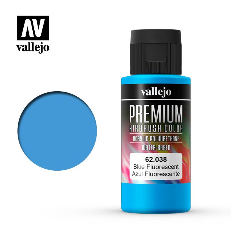 Vallejo Premium Airbrush Colour - Blue Fluorescent - 60ml