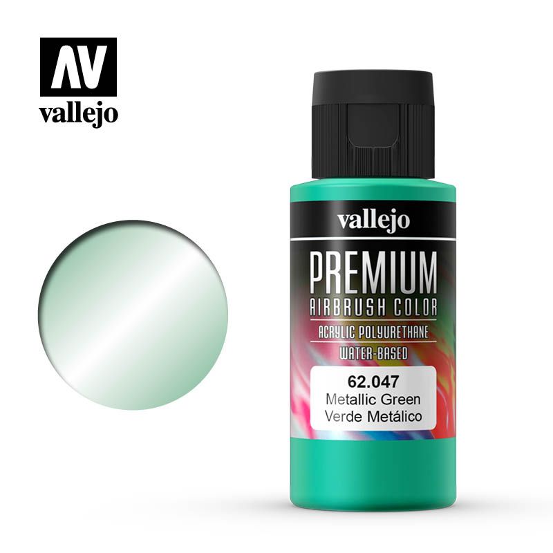 Vallejo Premium Airbrush Colour - Metallic Green - 60ml - Click Image to Close