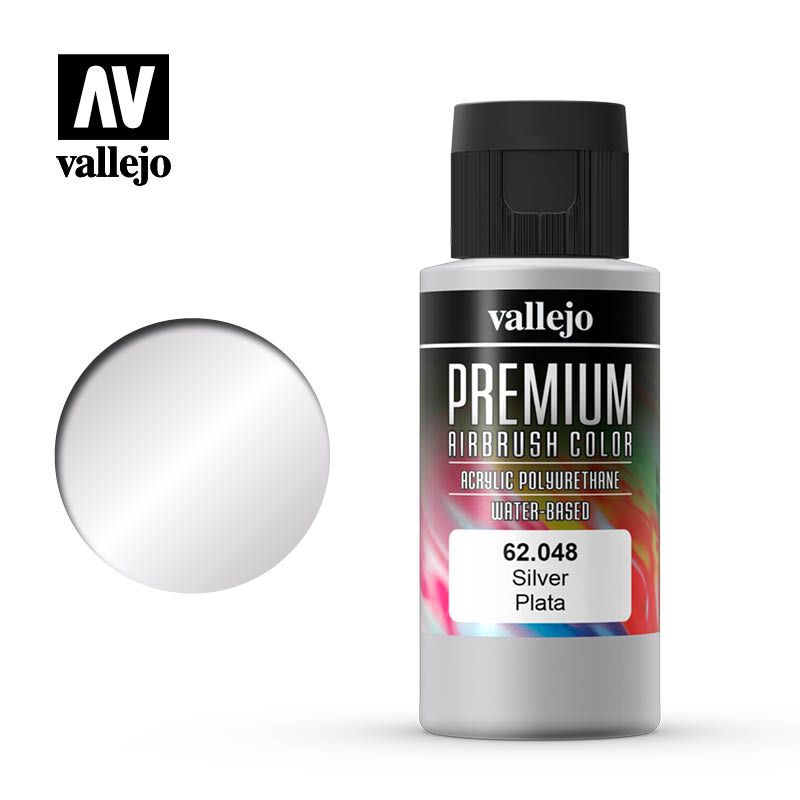 Vallejo Premium Airbrush Colour - Silver - 60ml - Click Image to Close