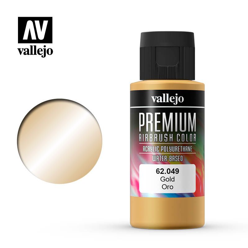 Vallejo Premium Airbrush Colour - Gold - 60ml - Click Image to Close