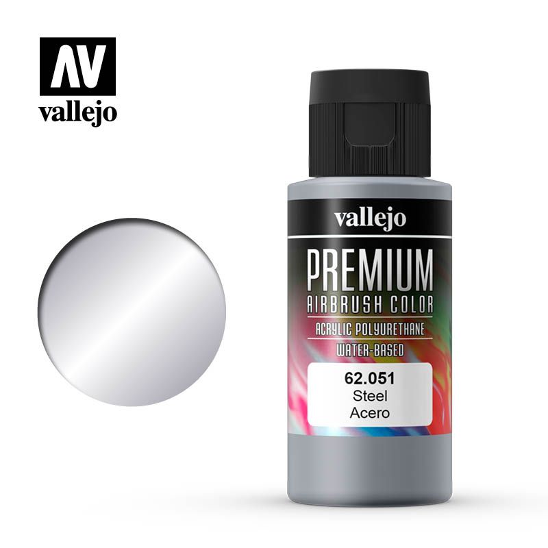 Vallejo Premium Airbrush Colour - Steel - 60ml