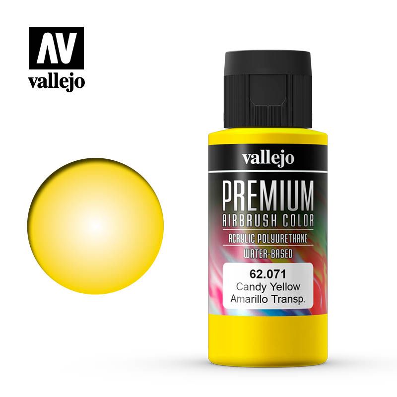 Vallejo Premium Airbrush - Candy Yellow - 60ml - Click Image to Close