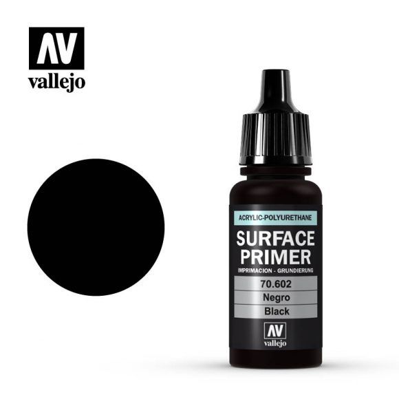 Vallejo Black Acrylic Polyurethane Primer - 17ml