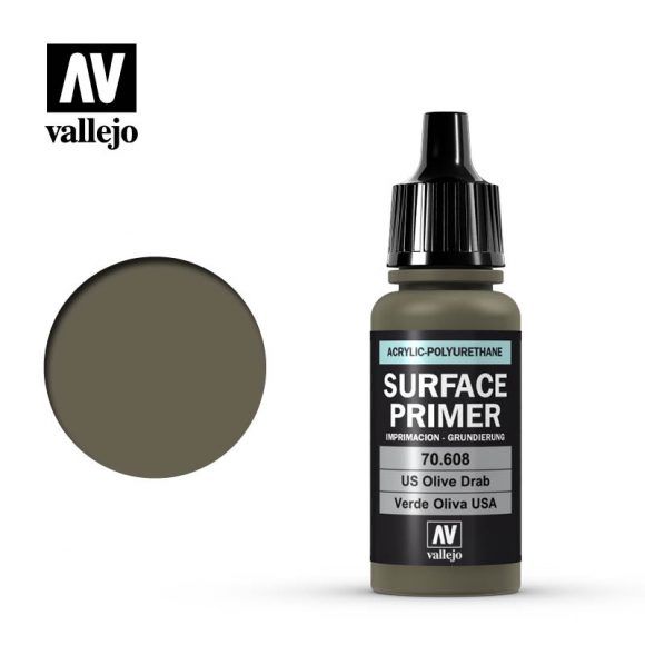 Vallejo Surface Primer - US Olive Drab (FS34087) - 17ml - Click Image to Close