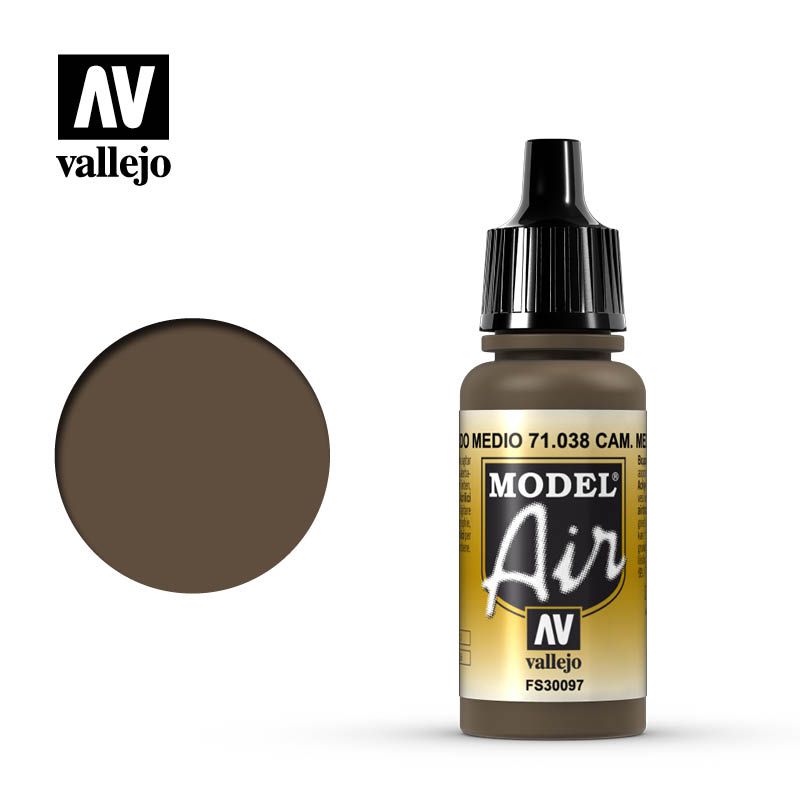 Vallejo Model Air - Camouflage Medium Brown - 17ml - Click Image to Close