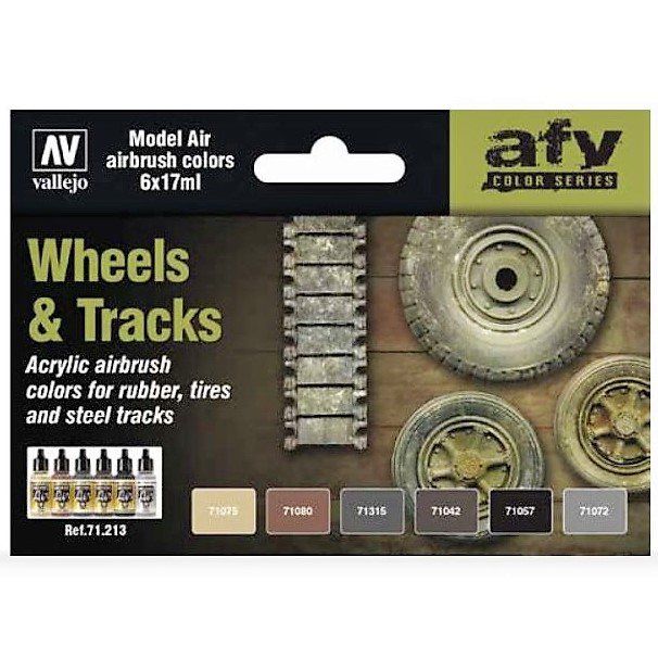 Vallejo Model Air Wheels & Tracks (6 Colours) -17ml