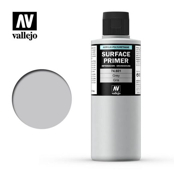 Vallejo Acrylic Polyurethane Primer - Grey - 200ml - Click Image to Close